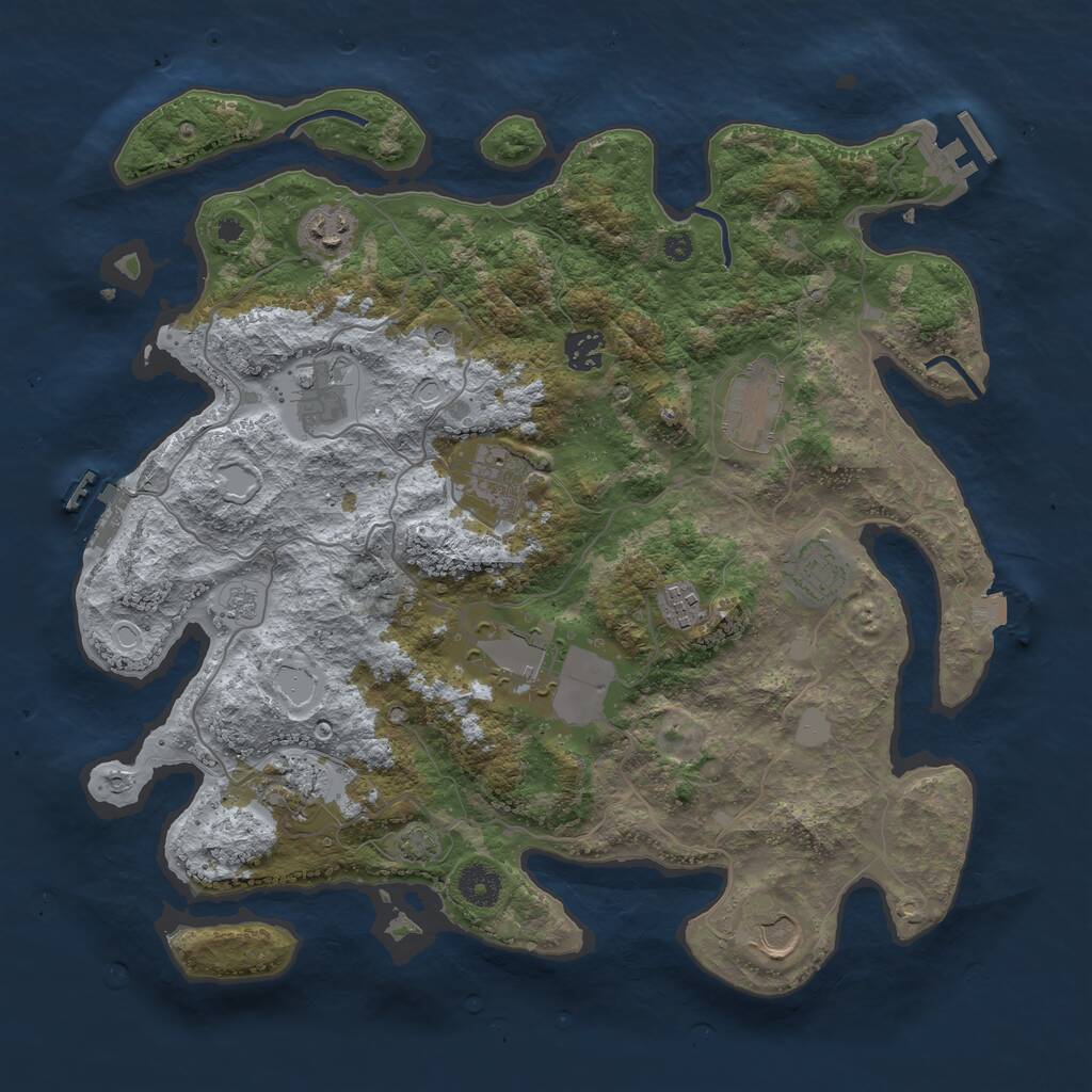 Rust Map: Procedural Map, Size: 3850, Seed: 113904839, 16 Monuments