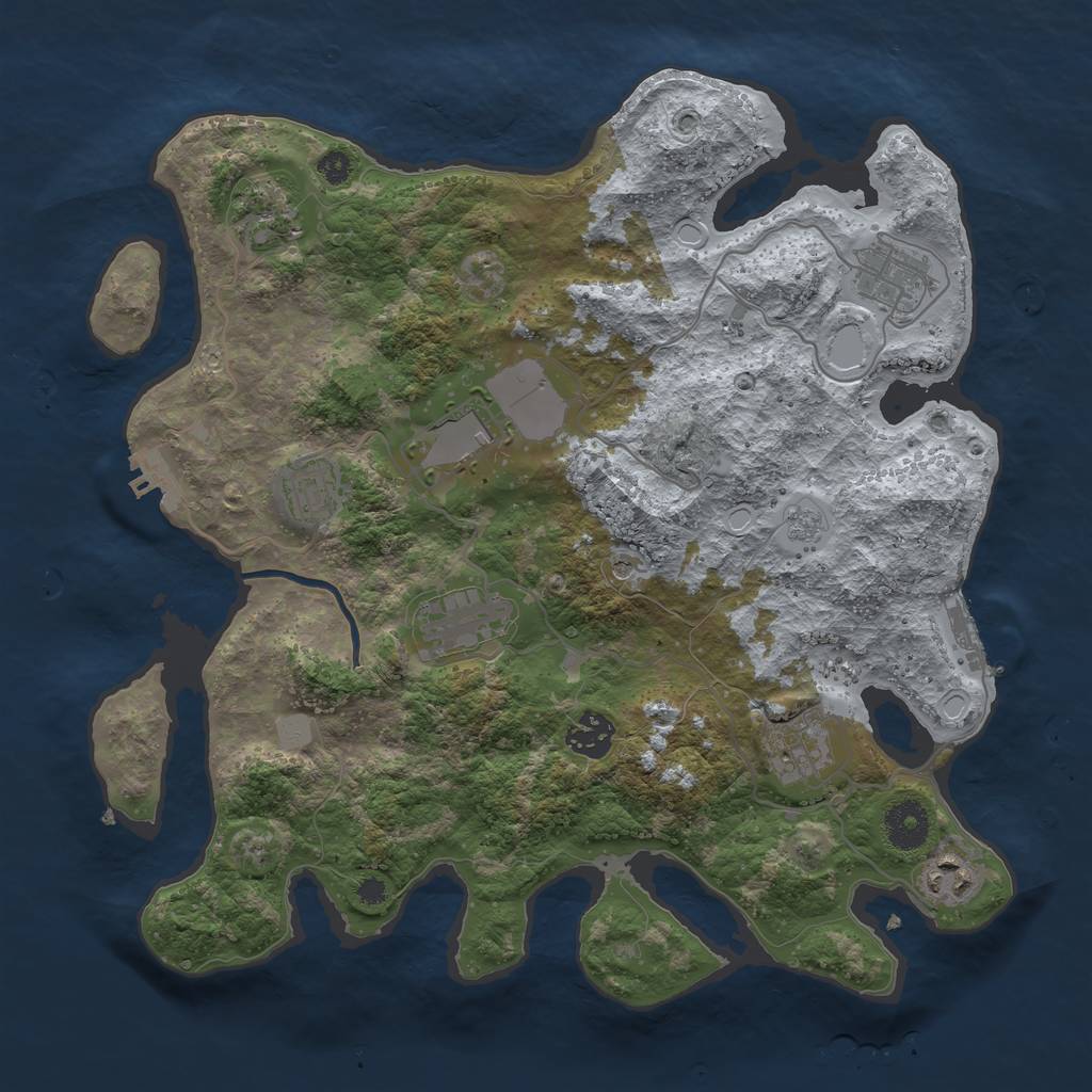 Rust Map: Procedural Map, Size: 3500, Seed: 1765001473, 17 Monuments