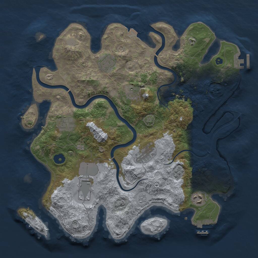 Rust Map: Procedural Map, Size: 3550, Seed: 115211, 13 Monuments