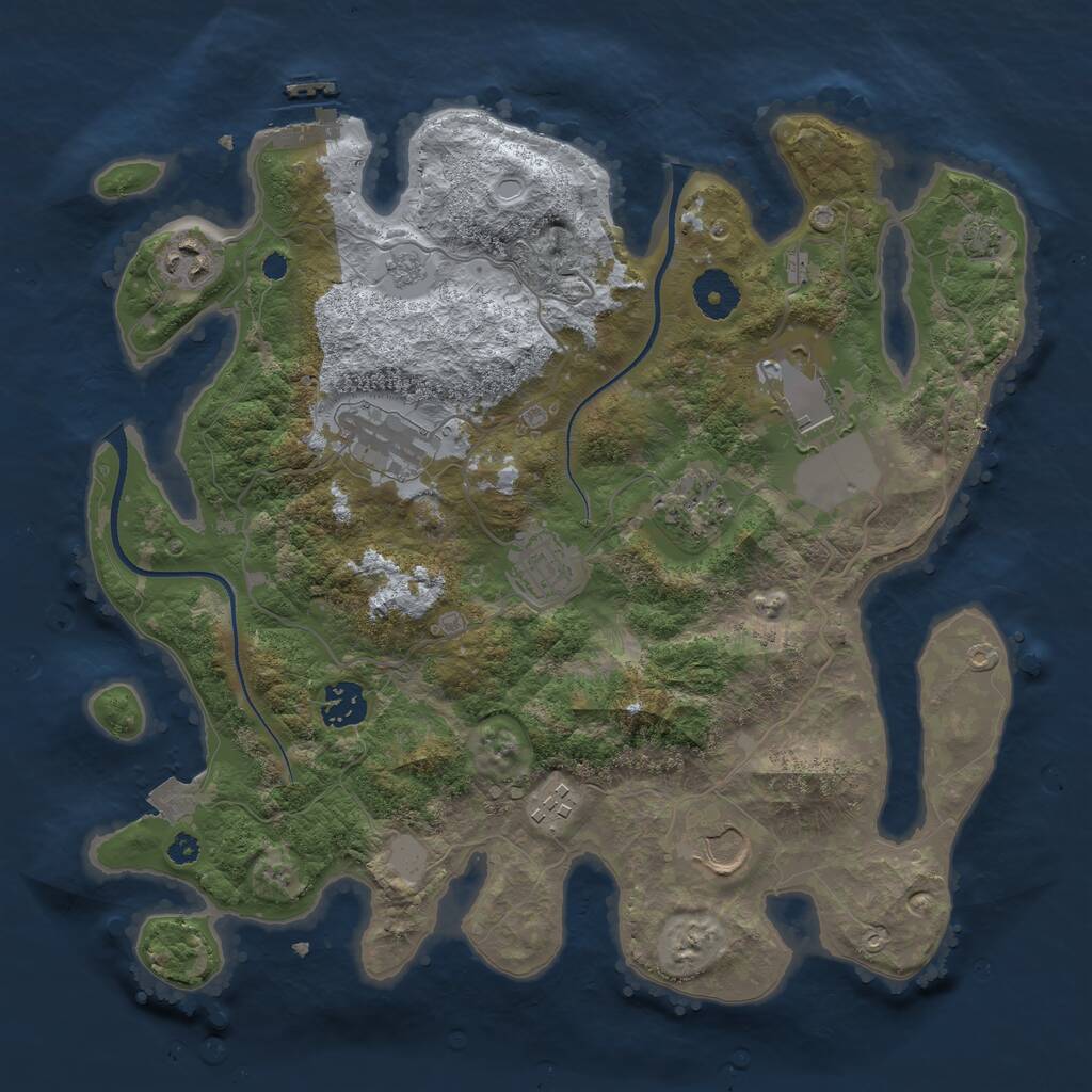 Rust Map: Procedural Map, Size: 3500, Seed: 1014, 12 Monuments