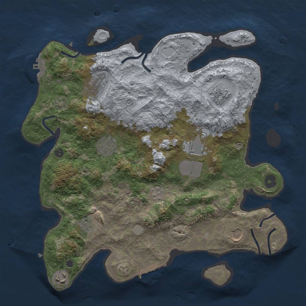 Rust Map: Procedural Map, Size: 3540, Seed: 540865, 17 Monuments