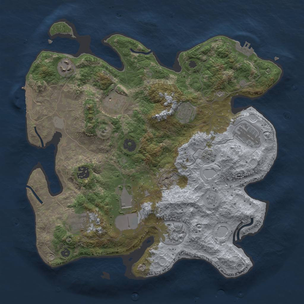 Rust Map: Procedural Map, Size: 3500, Seed: 44924923, 16 Monuments
