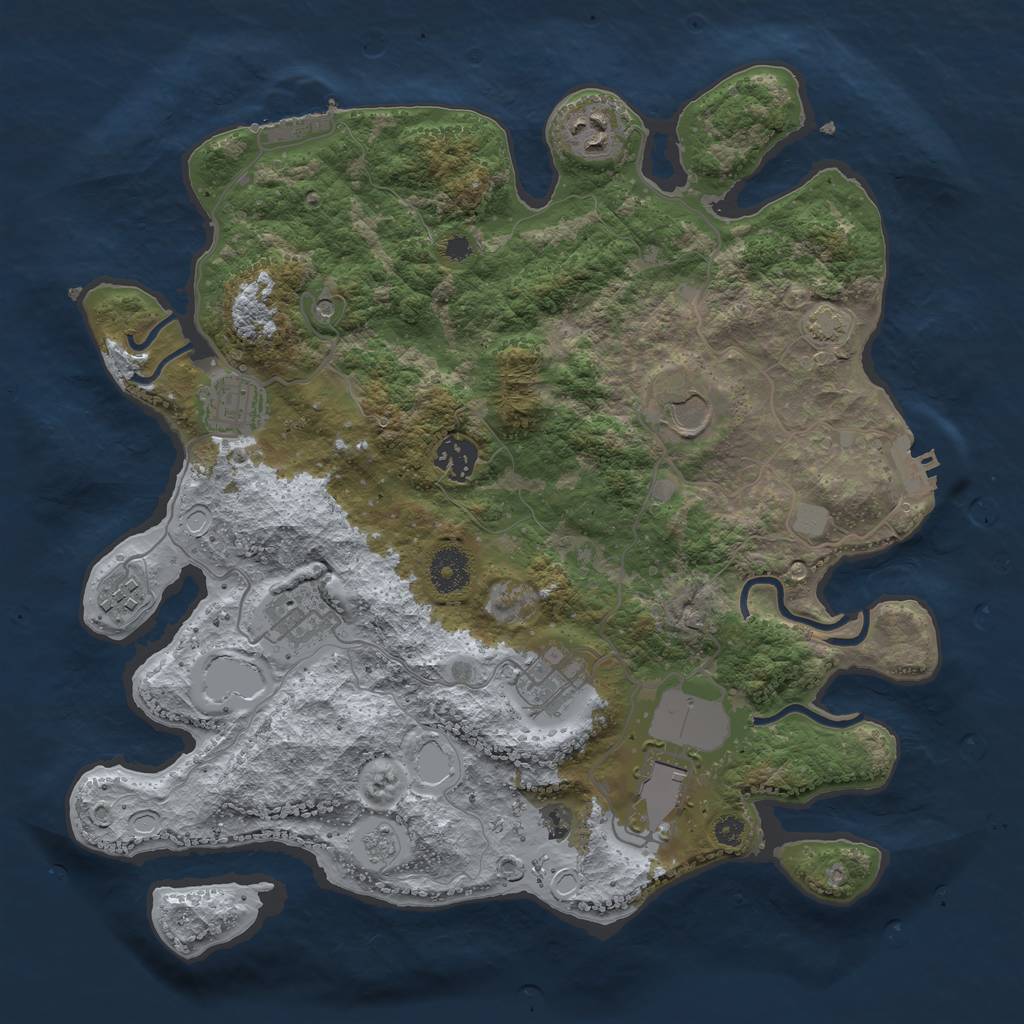 Rust Map: Procedural Map, Size: 3550, Seed: 344187, 16 Monuments