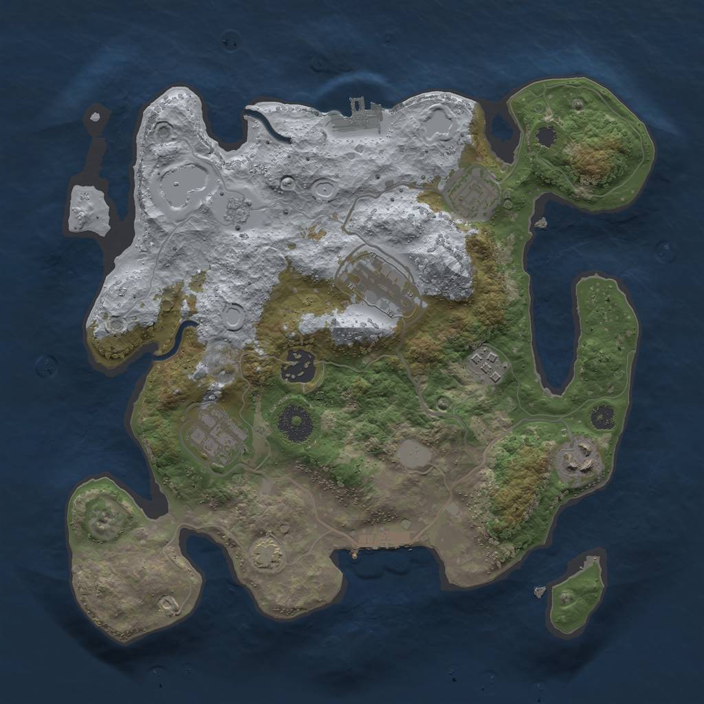Rust Map: Procedural Map, Size: 3000, Seed: 61008484, 13 Monuments