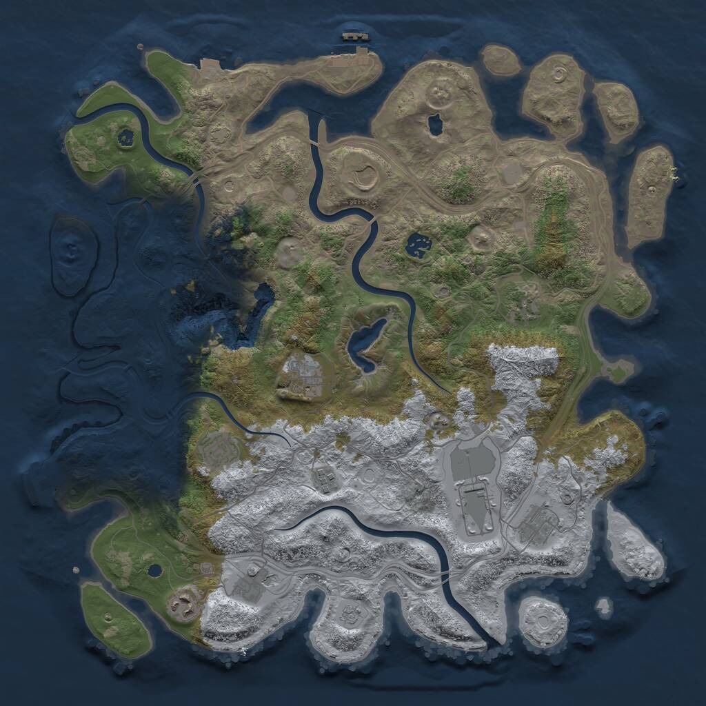 Rust Map: Procedural Map, Size: 4250, Seed: 1465434460, 16 Monuments