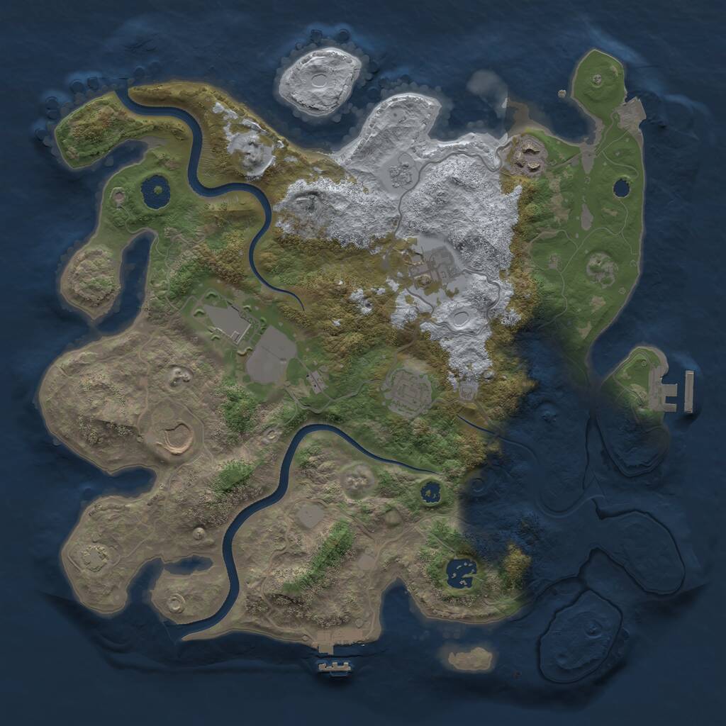 Rust Map: Procedural Map, Size: 3500, Seed: 648396594, 12 Monuments