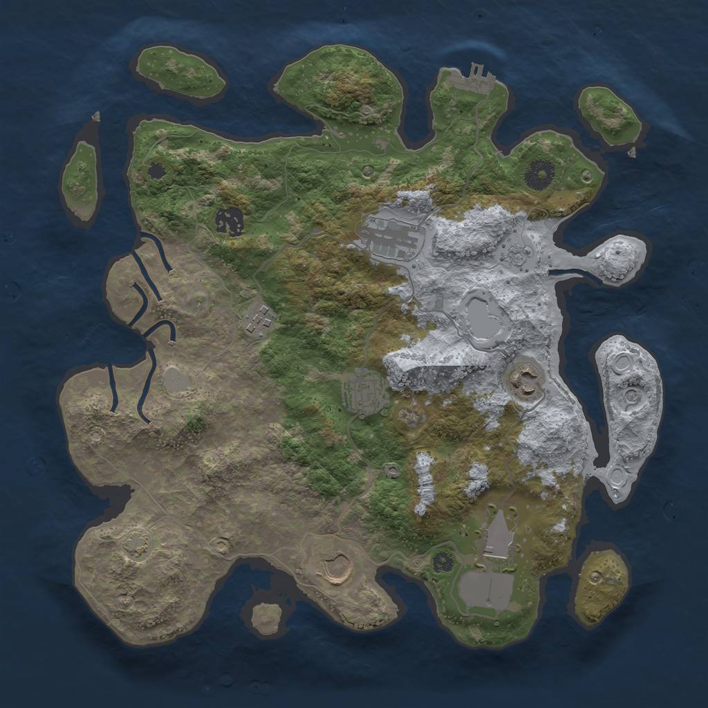 Rust Map: Procedural Map, Size: 3500, Seed: 88653181, 14 Monuments