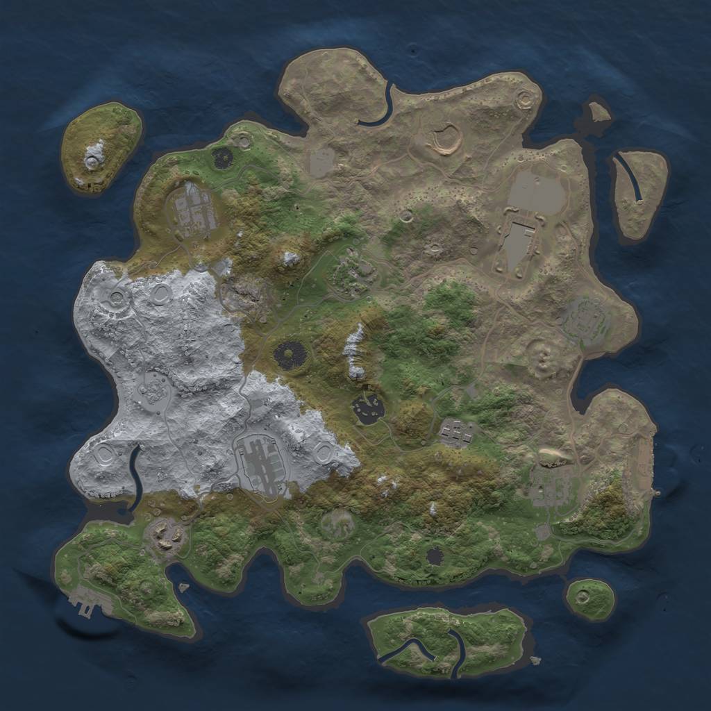 Rust Map: Procedural Map, Size: 3500, Seed: 438749801, 17 Monuments