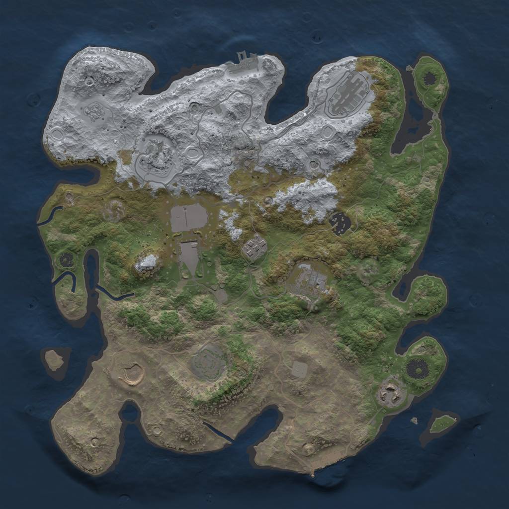 Rust Map: Procedural Map, Size: 3550, Seed: 54550625, 18 Monuments