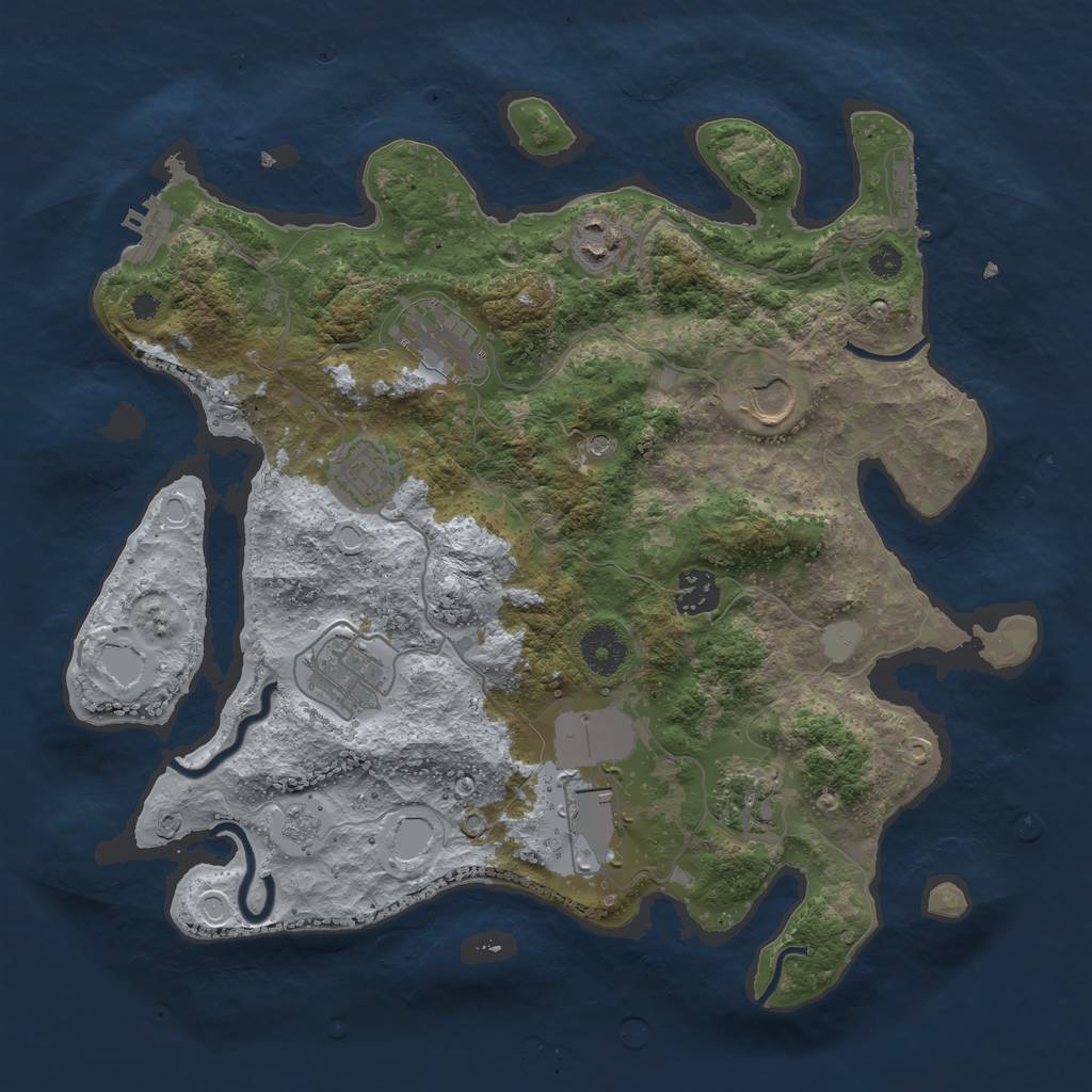 Rust Map: Procedural Map, Size: 3500, Seed: 15453786, 15 Monuments