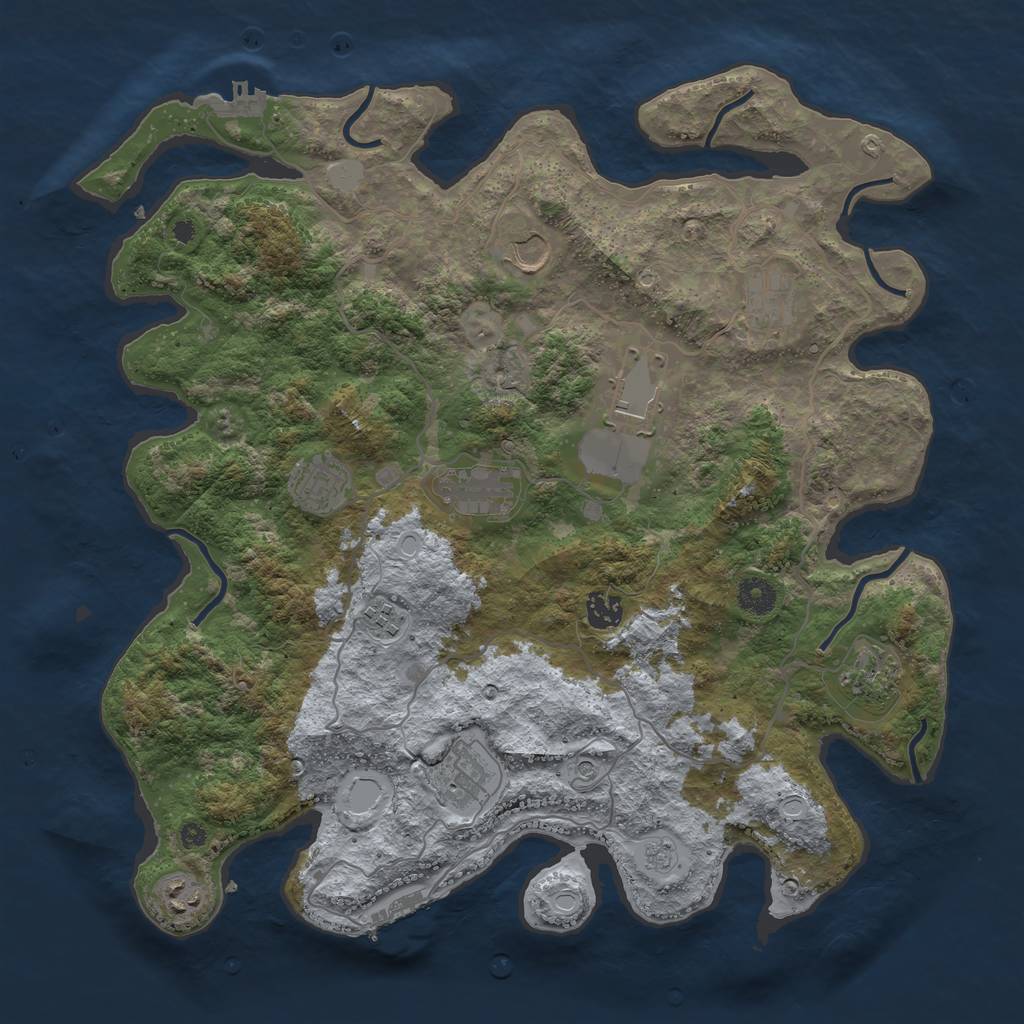 Rust Map: Procedural Map, Size: 4000, Seed: 13046, 19 Monuments