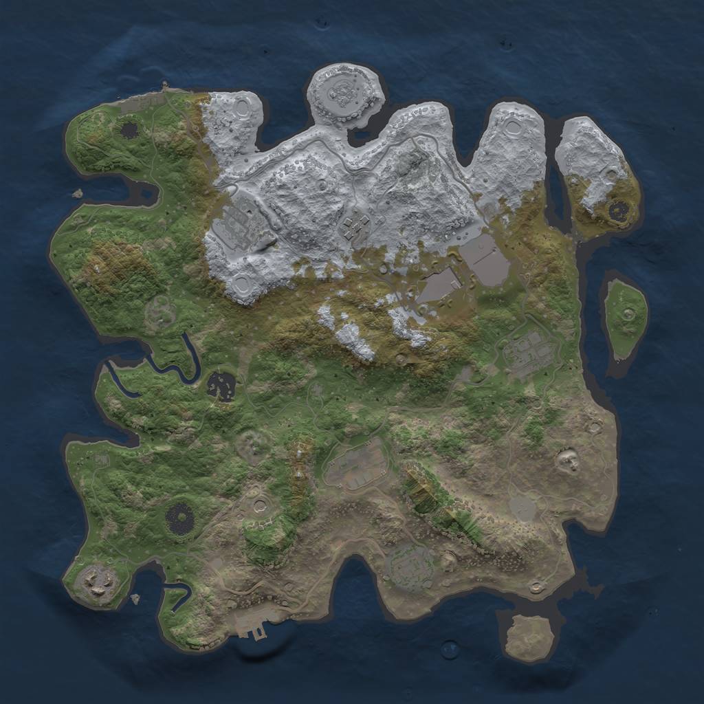 Rust Map: Procedural Map, Size: 3500, Seed: 1336716103, 15 Monuments