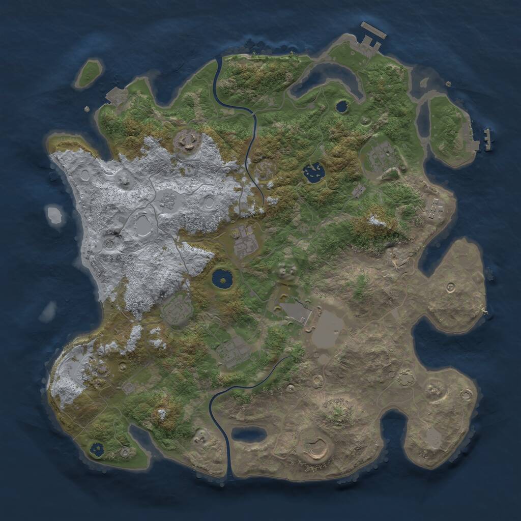 Rust Map: Procedural Map, Size: 3850, Seed: 757835, 16 Monuments