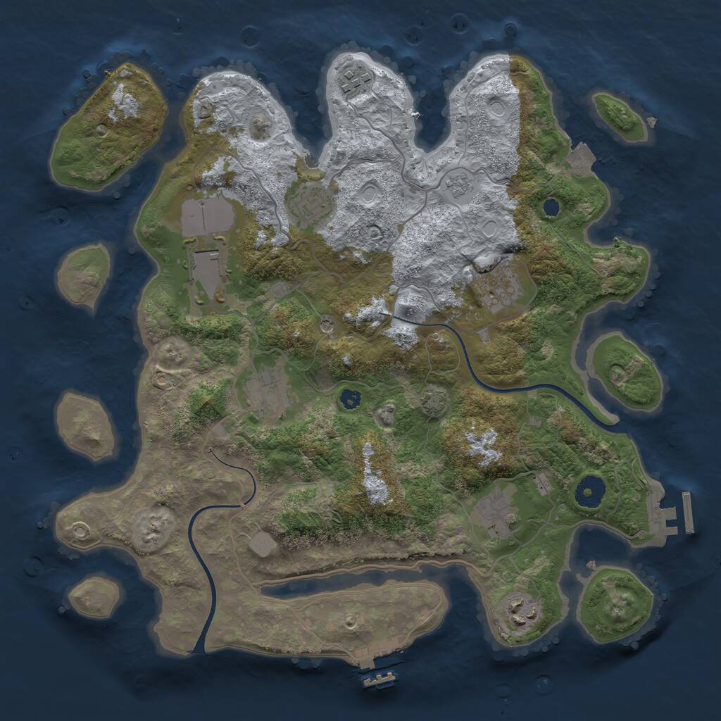 Rust Map: Procedural Map, Size: 3500, Seed: 7634, 13 Monuments