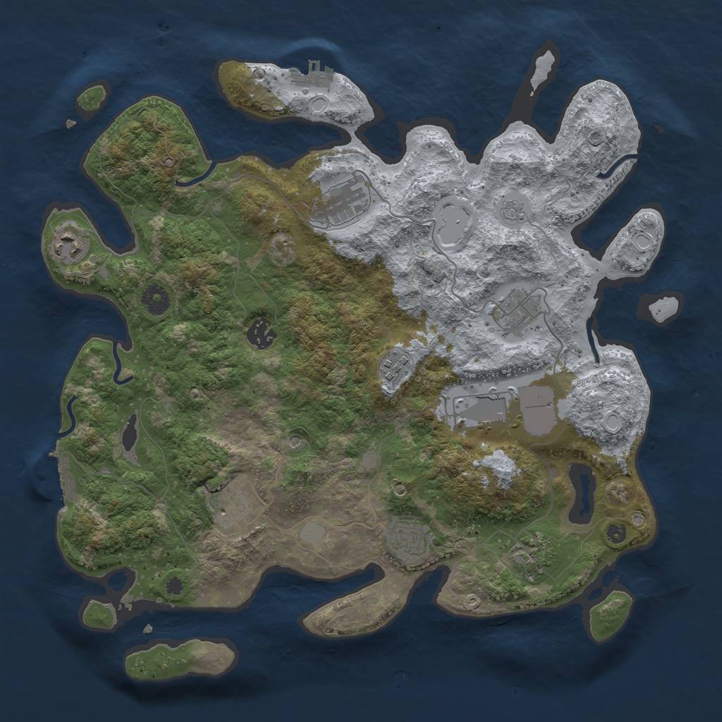 Rust Map: Procedural Map, Size: 3750, Seed: 1642230604, 18 Monuments