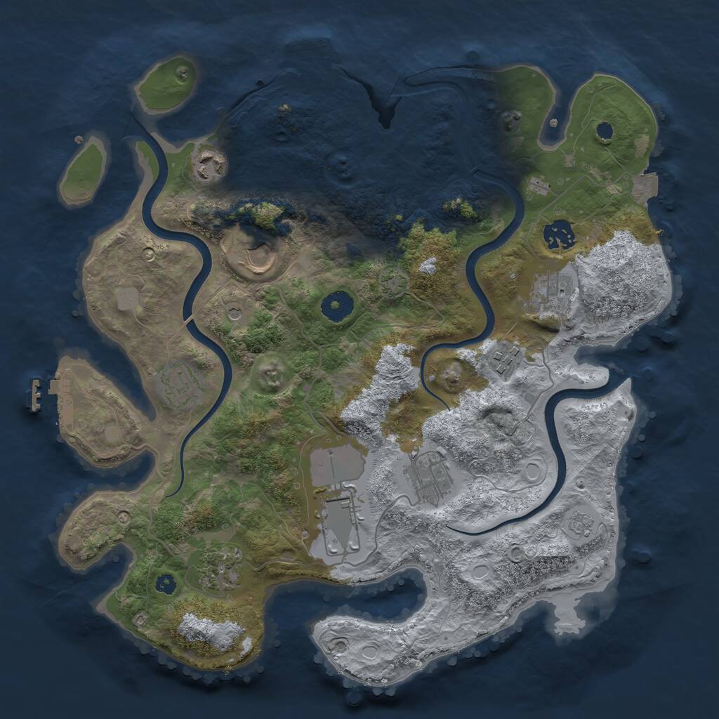 Rust Map: Procedural Map, Size: 3500, Seed: 65166870, 15 Monuments