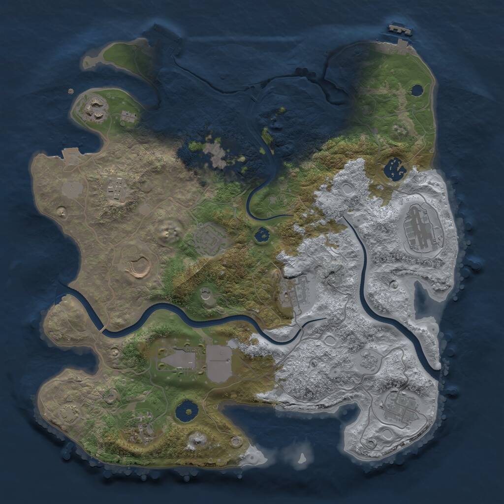 Rust Map: Procedural Map, Size: 3500, Seed: 1345639069, 17 Monuments
