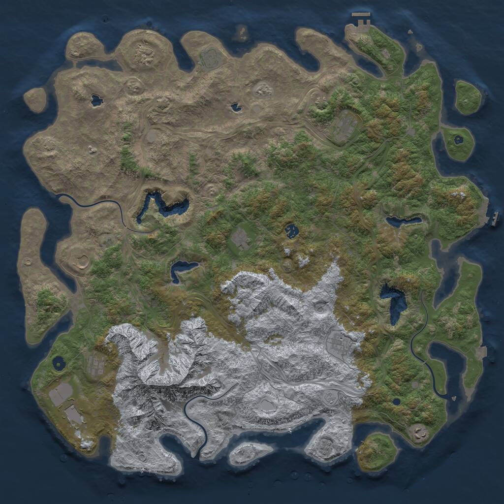 Rust Map: Procedural Map, Size: 5500, Seed: 56, 17 Monuments