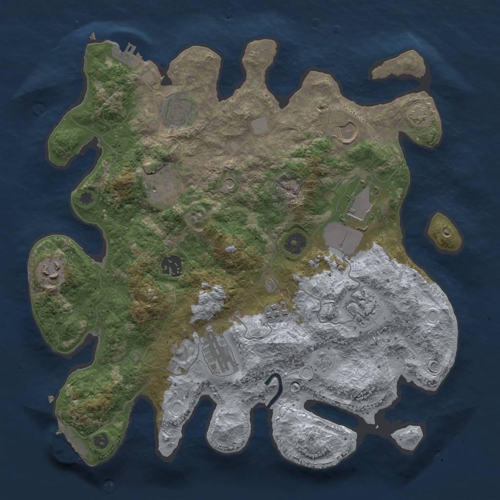 Rust Map: Procedural Map, Size: 3500, Seed: 1361391393, 17 Monuments