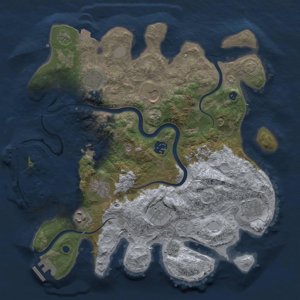 Rust Map: Procedural Map, Size: 3500, Seed: 1361391393, 14 Monuments