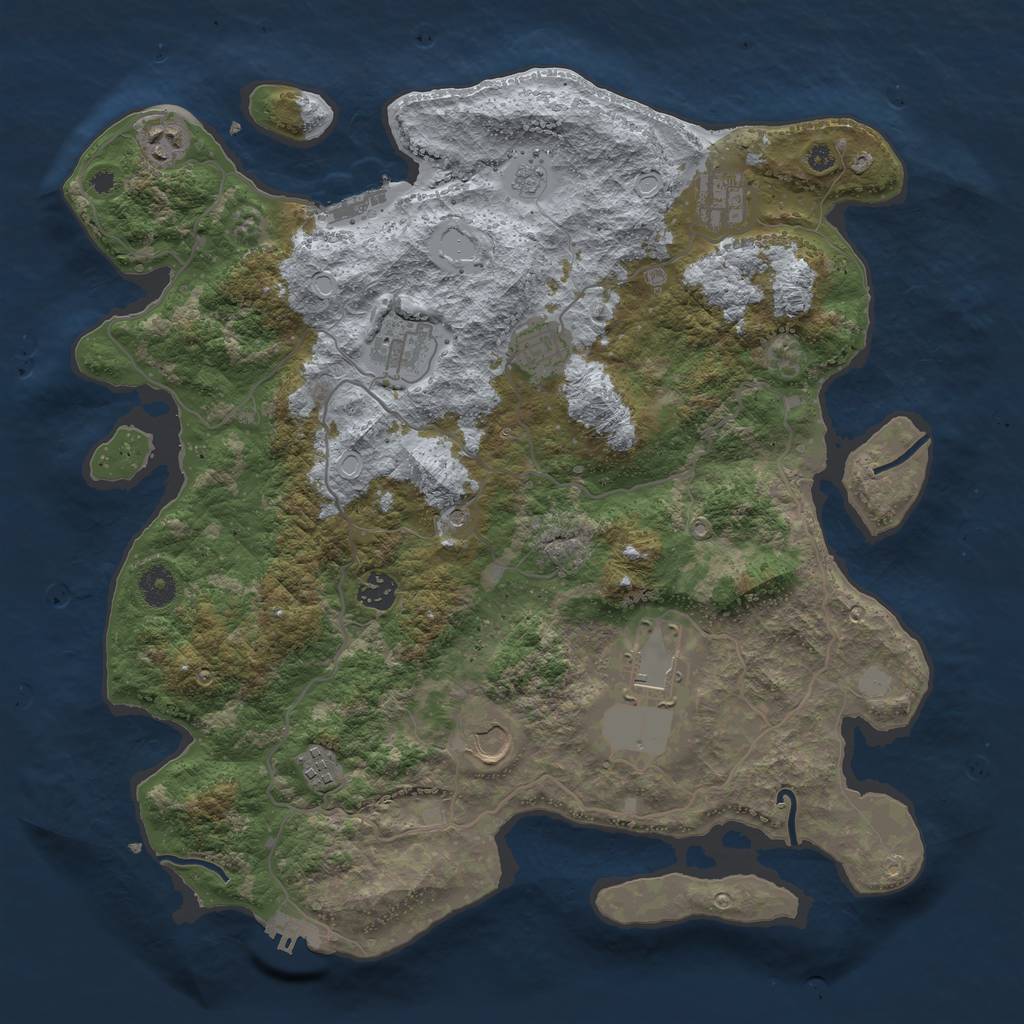 Rust Map: Procedural Map, Size: 4000, Seed: 243512516, 17 Monuments