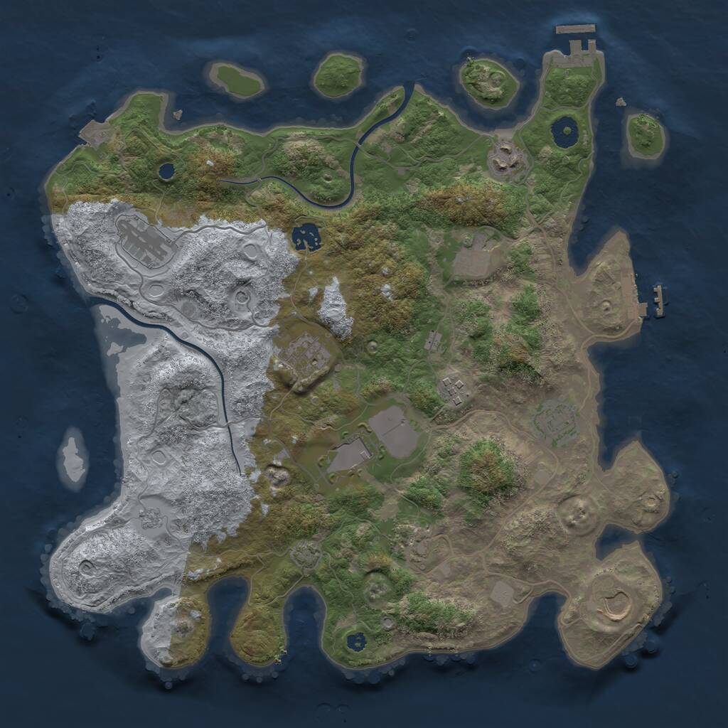 Rust Map: Procedural Map, Size: 3750, Seed: 2095718573, 16 Monuments
