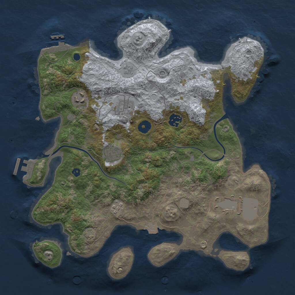 Rust Map: Procedural Map, Size: 3500, Seed: 25665, 12 Monuments