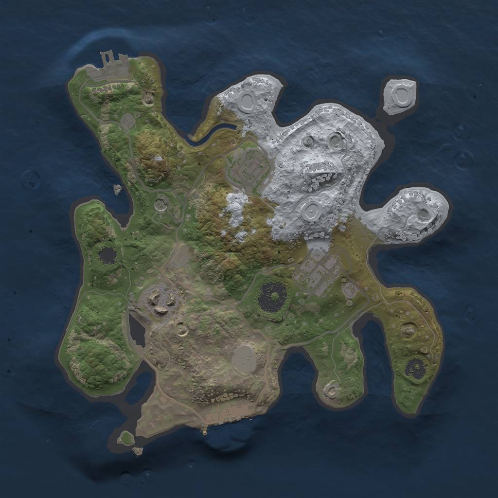 Rust Map: Procedural Map, Size: 2500, Seed: 155995422, 11 Monuments