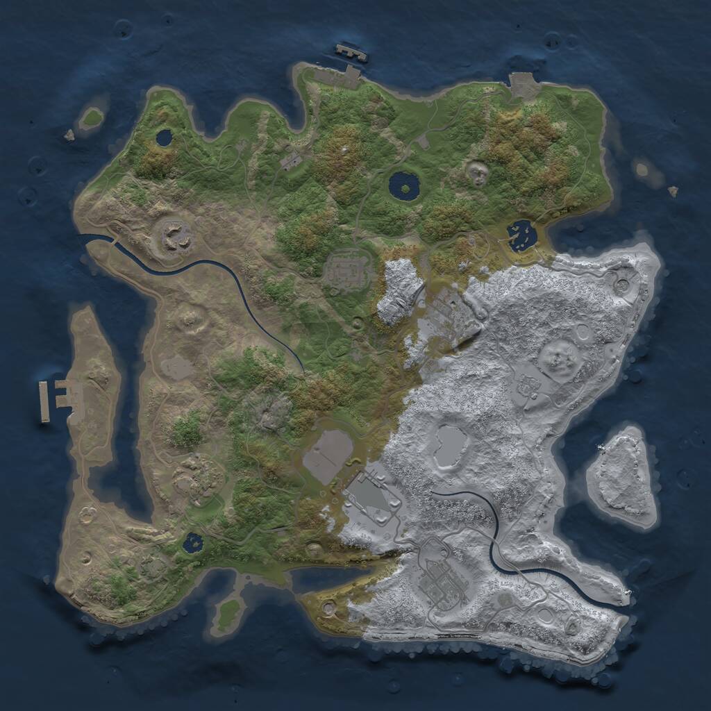 Rust Map: Procedural Map, Size: 3500, Seed: 206493716, 13 Monuments