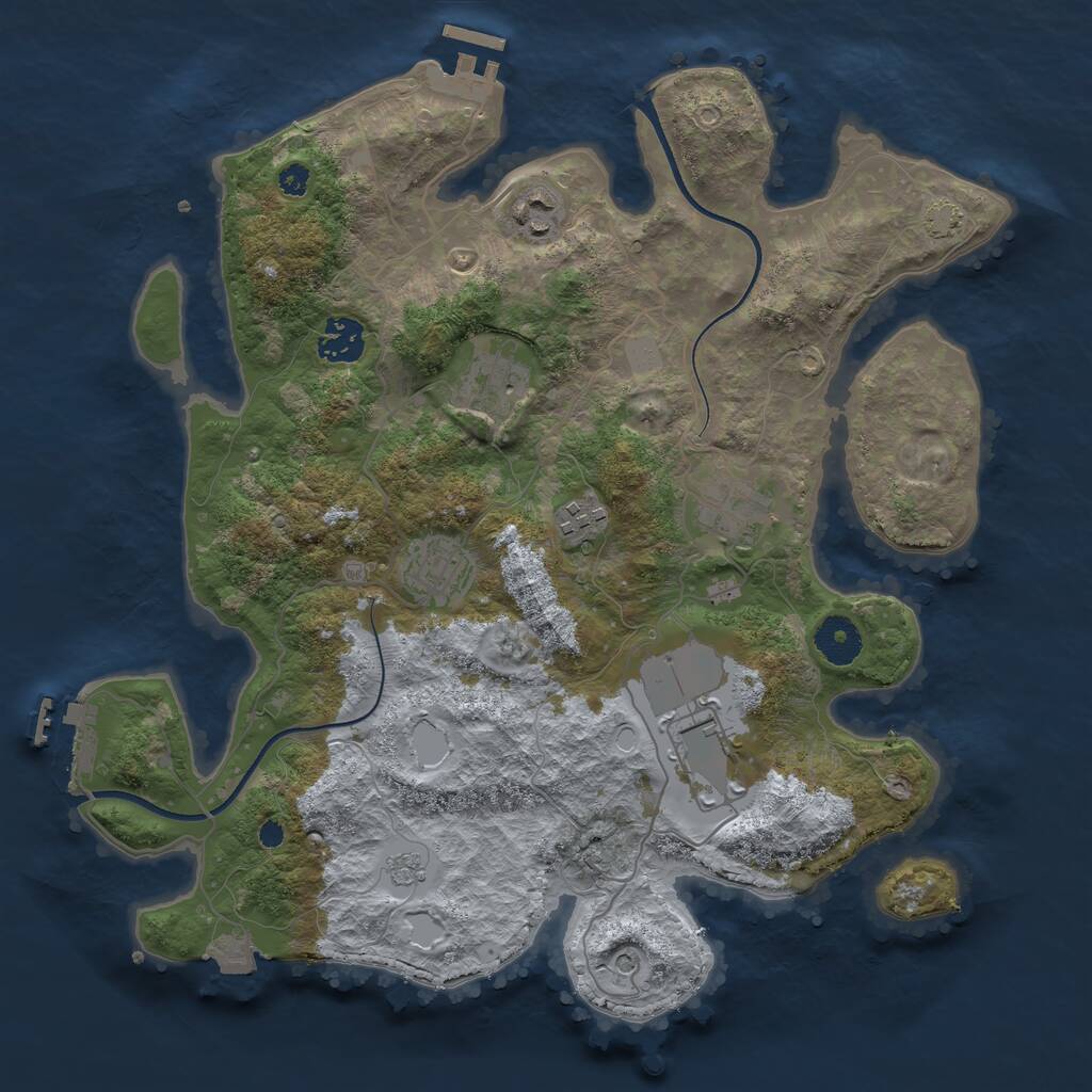 Rust Map: Procedural Map, Size: 3500, Seed: 437522160, 13 Monuments