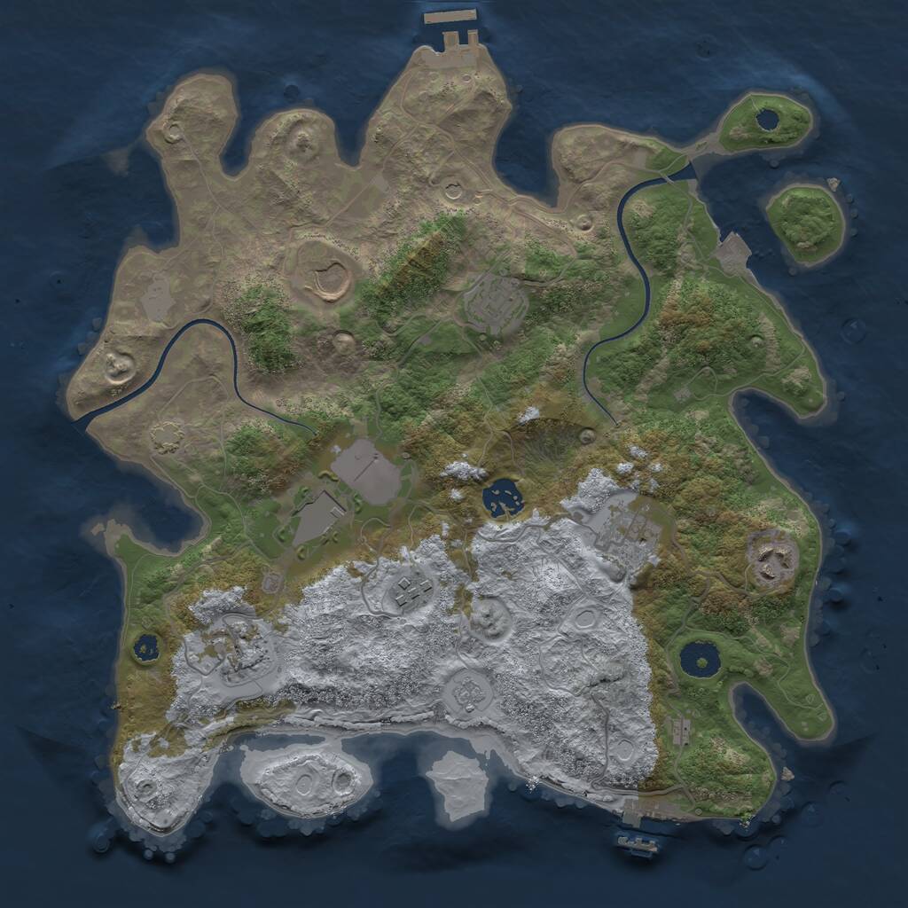 Rust Map: Procedural Map, Size: 3500, Seed: 1053180296, 14 Monuments