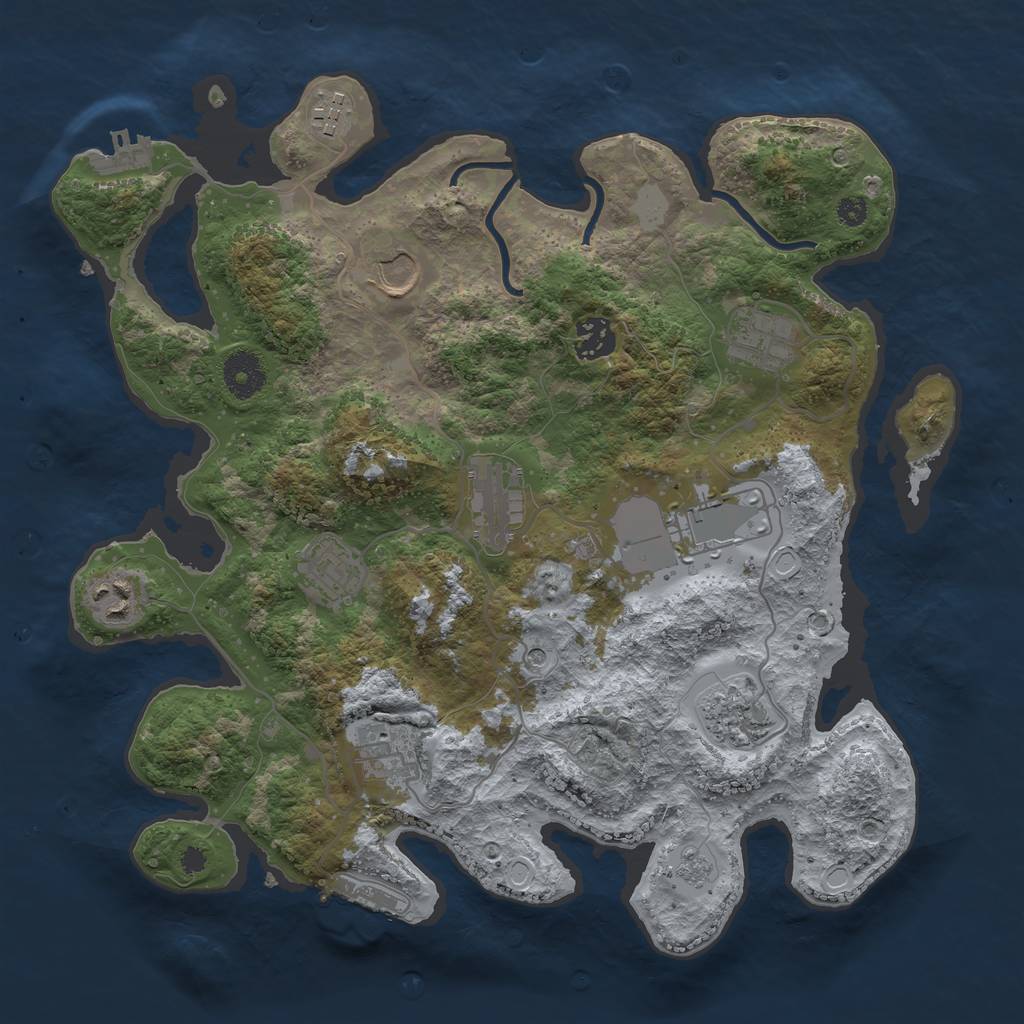 Rust Map: Procedural Map, Size: 3500, Seed: 114612483, 19 Monuments