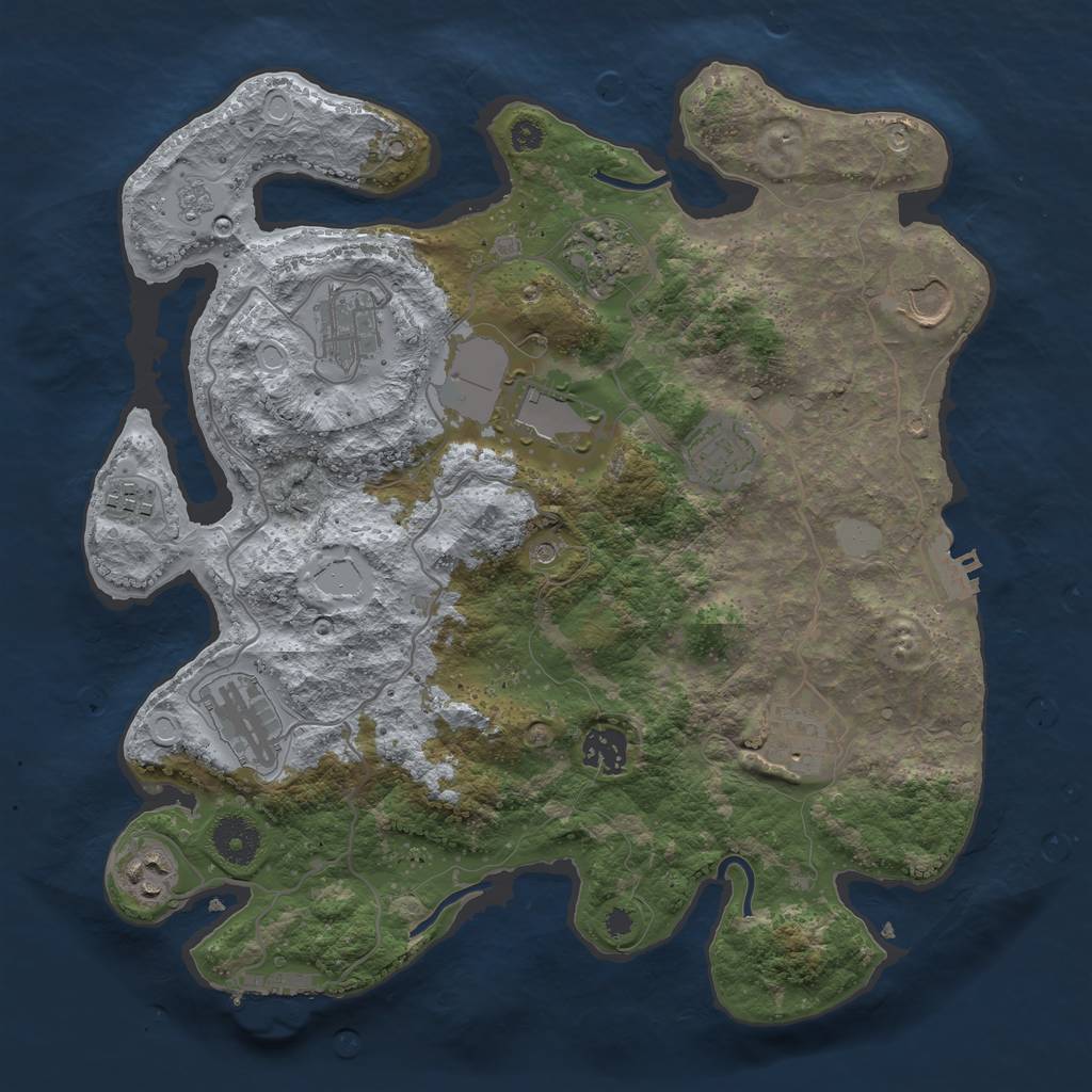 Rust Map: Procedural Map, Size: 3500, Seed: 21555797, 19 Monuments