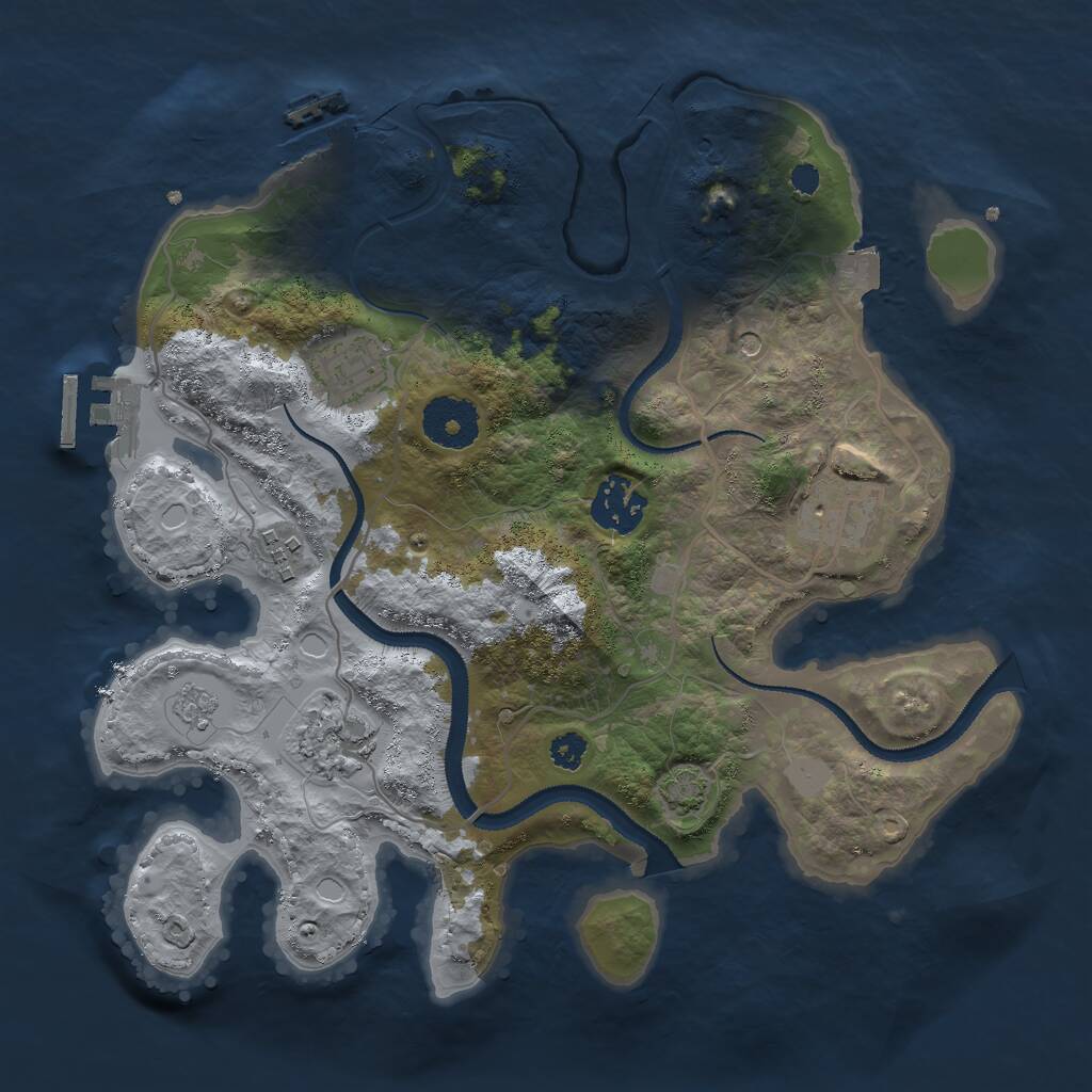 Rust Map: Procedural Map, Size: 3000, Seed: 425135, 11 Monuments