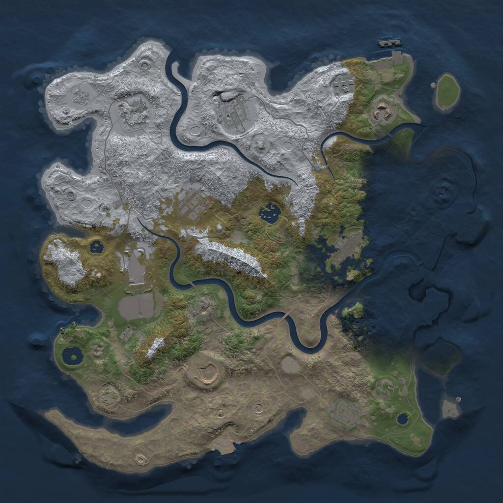Rust Map: Procedural Map, Size: 3750, Seed: 1351134309, 16 Monuments