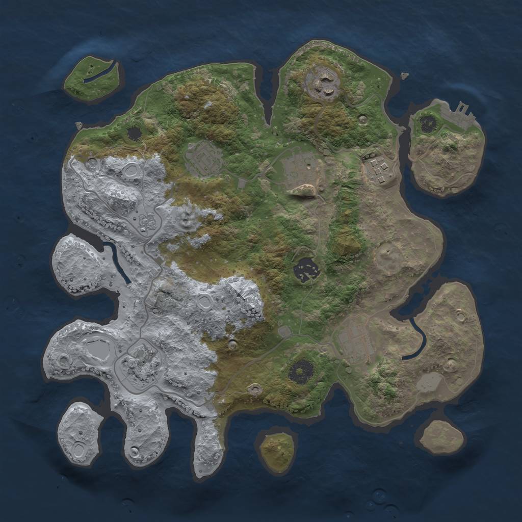 Rust Map: Procedural Map, Size: 3200, Seed: 425135, 13 Monuments