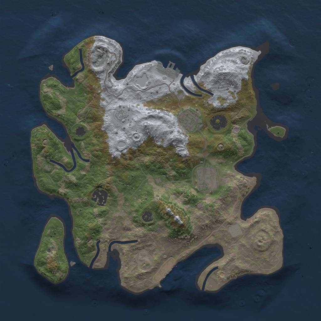 Rust Map: Procedural Map, Size: 3000, Seed: 626388495, 9 Monuments