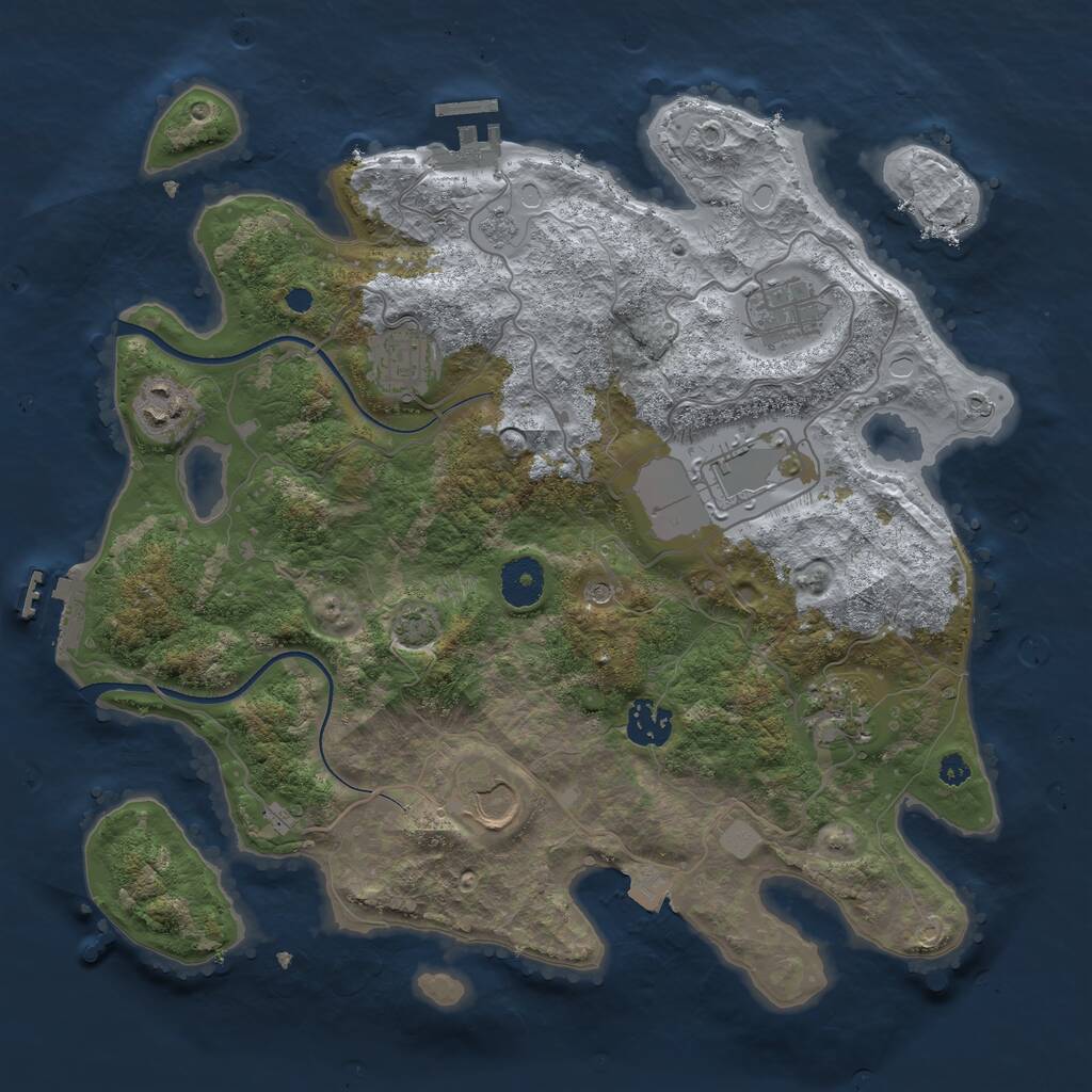 Rust Map: Procedural Map, Size: 3500, Seed: 879037089, 13 Monuments