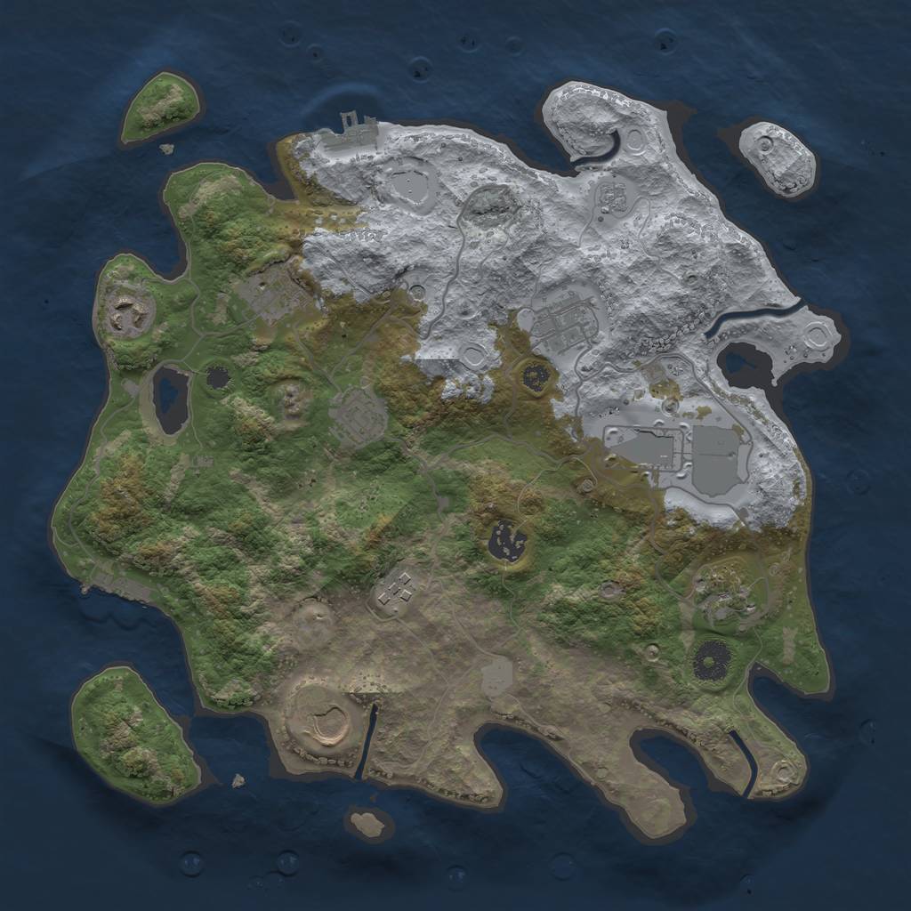 Rust Map: Procedural Map, Size: 3500, Seed: 879037089, 16 Monuments