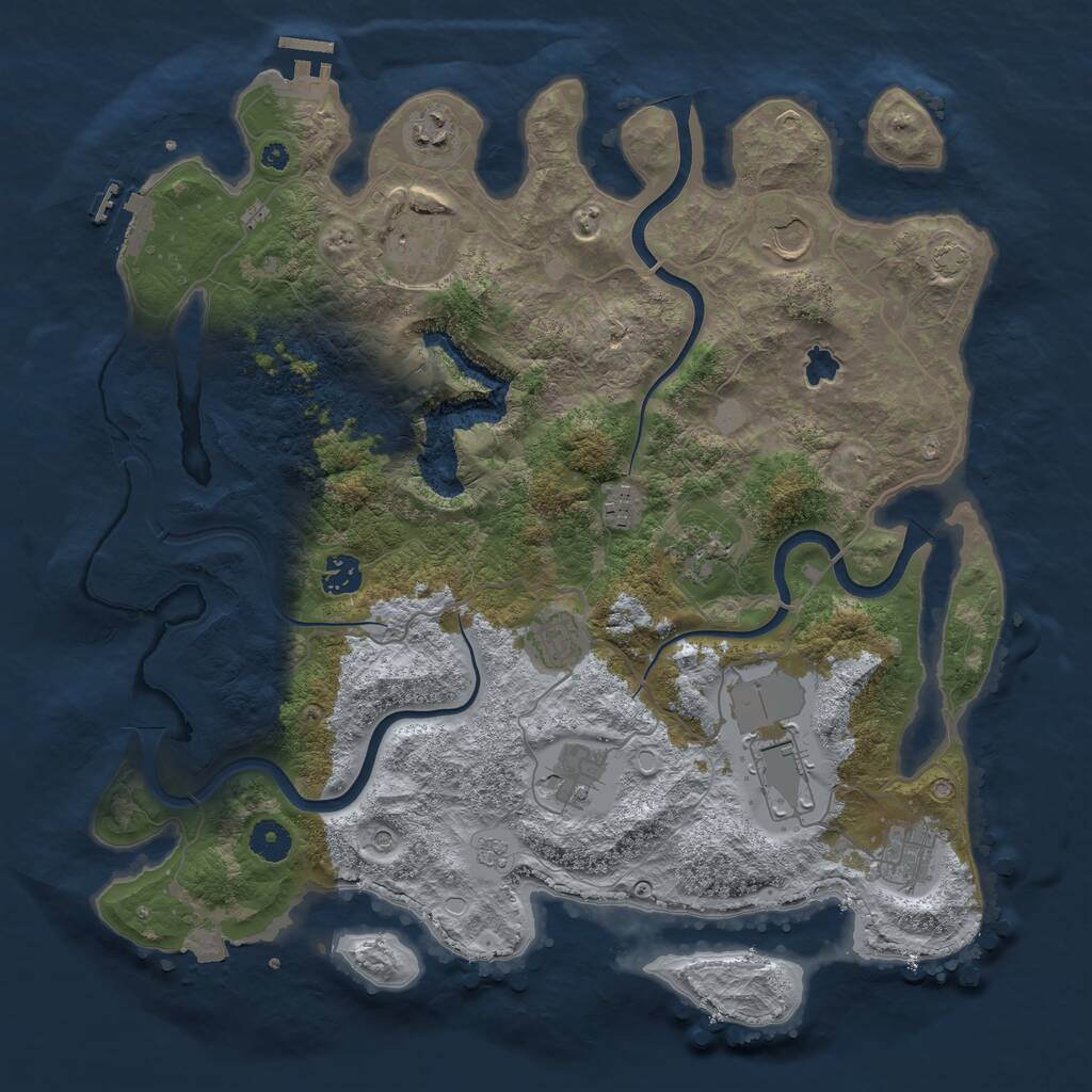 Rust Map: Procedural Map, Size: 4000, Seed: 234252341, 16 Monuments