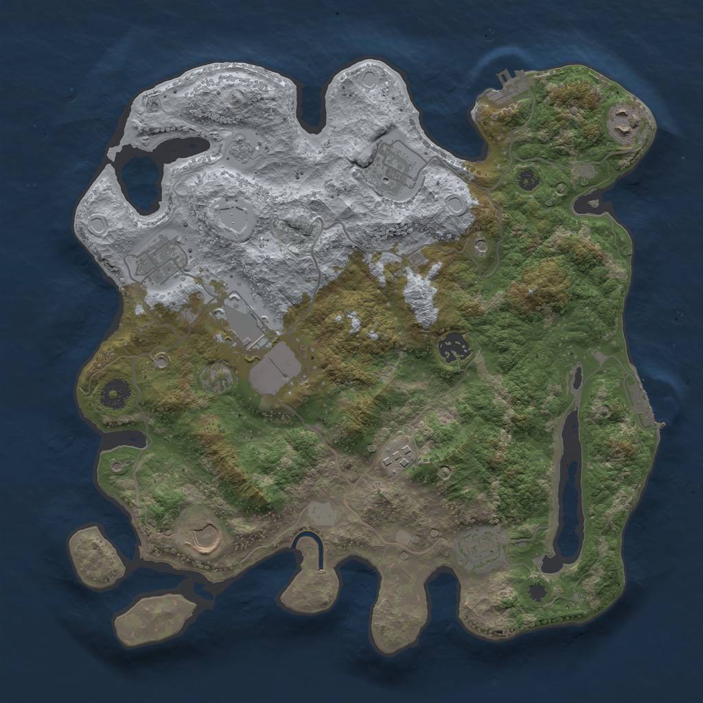 Rust Map: Procedural Map, Size: 3500, Seed: 738584336, 17 Monuments
