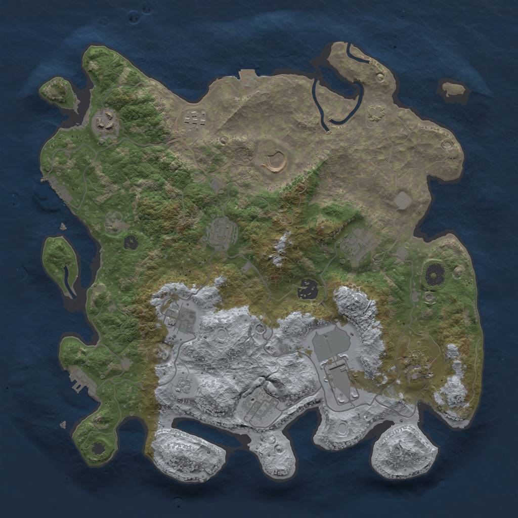 Rust Map: Procedural Map, Size: 3700, Seed: 1121181239, 18 Monuments