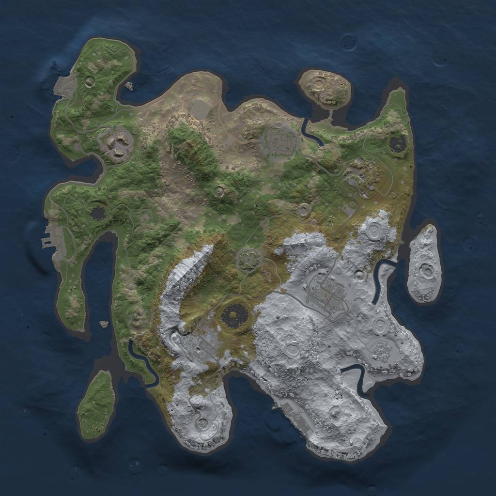 Rust Map: Procedural Map, Size: 3000, Seed: 212818438, 13 Monuments