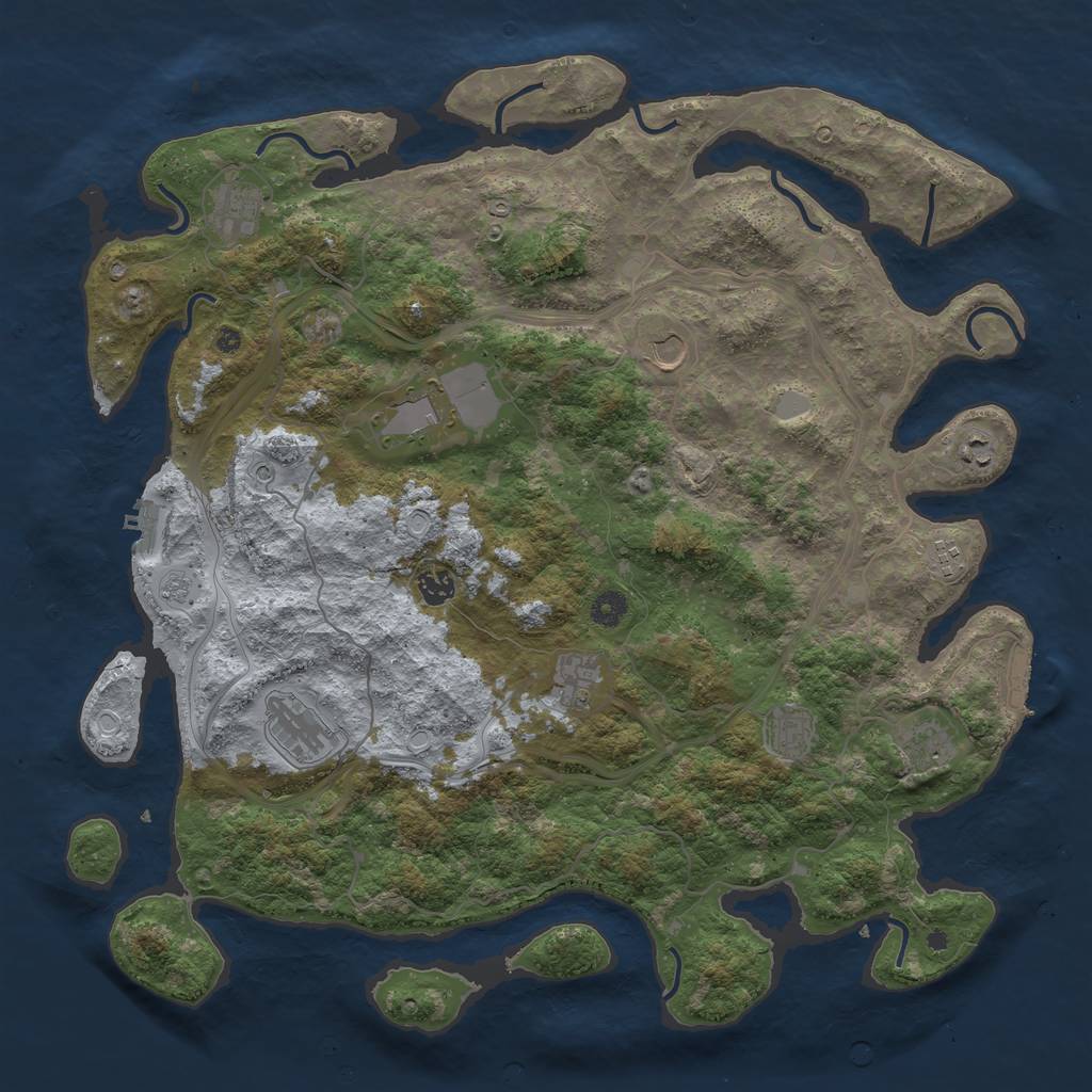 Rust Map: Procedural Map, Size: 4500, Seed: 1034737721, 17 Monuments