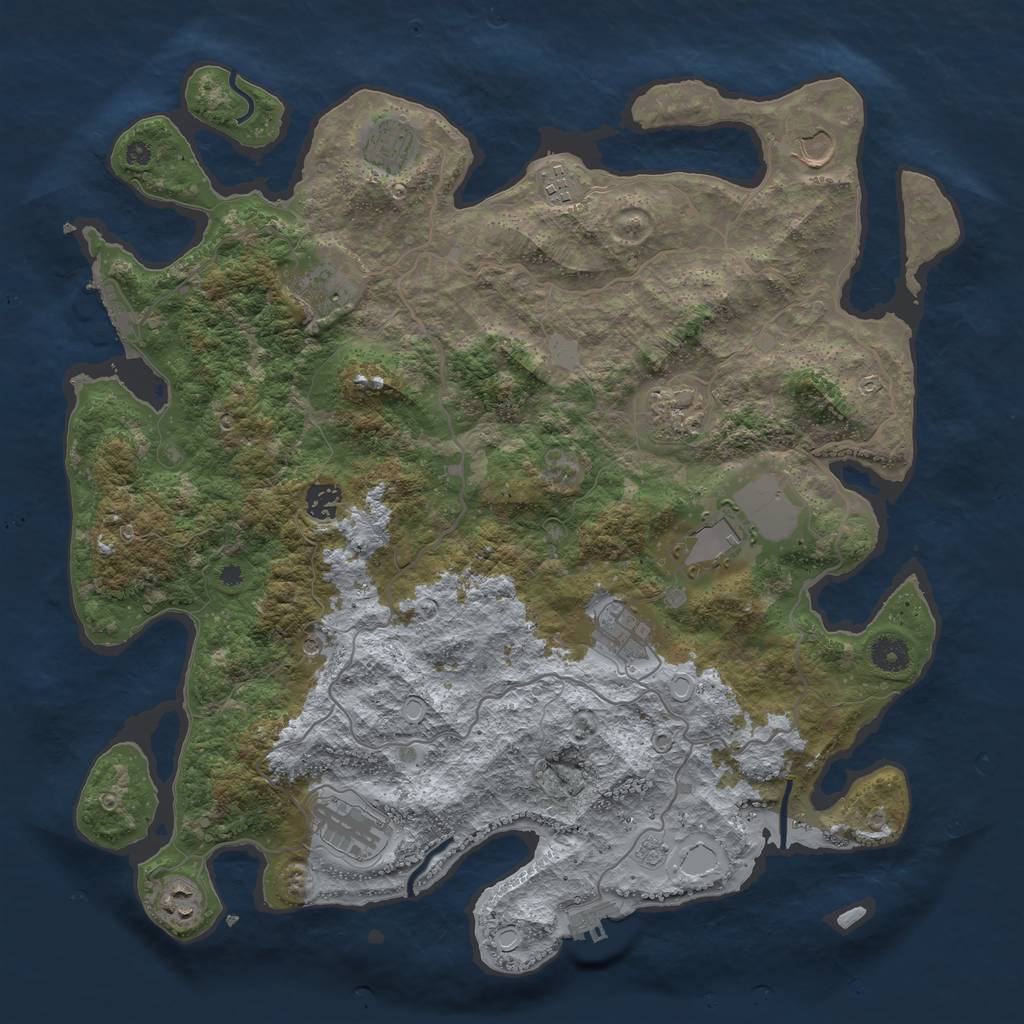 Rust Map: Procedural Map, Size: 4150, Seed: 1237256885, 19 Monuments