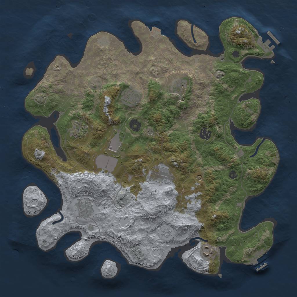 Rust Map: Procedural Map, Size: 3700, Seed: 1199213911, 17 Monuments