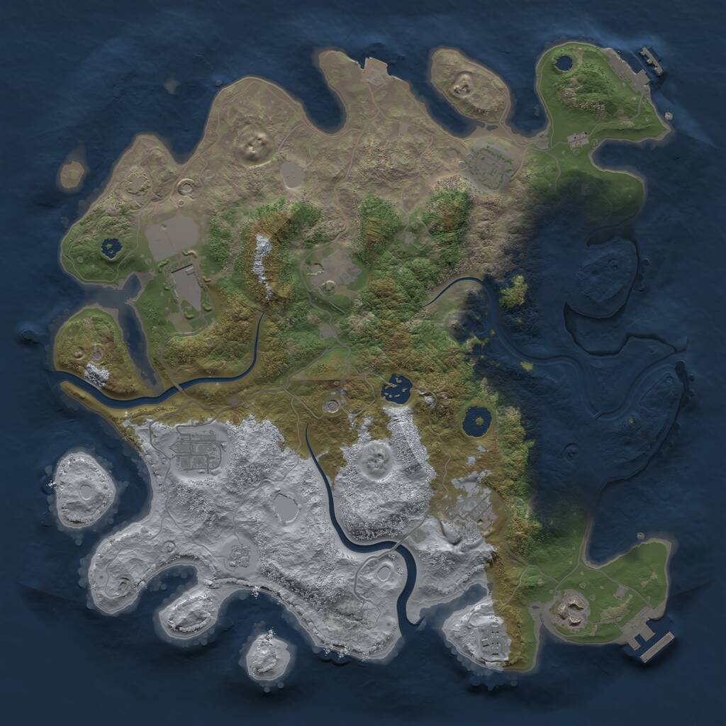 Rust Map: Procedural Map, Size: 3700, Seed: 1199213911, 14 Monuments