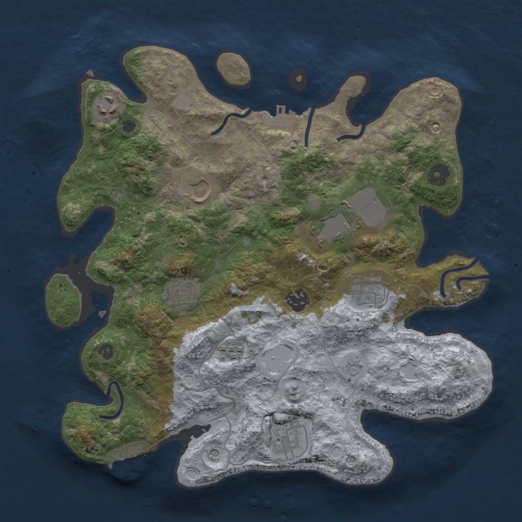 Rust Map: Procedural Map, Size: 3500, Seed: 1410109609, 17 Monuments