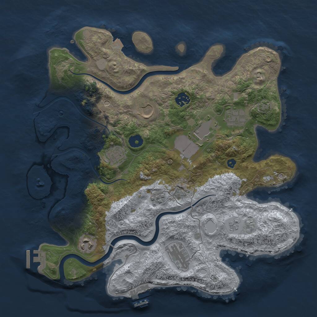Rust Map: Procedural Map, Size: 3500, Seed: 1410109609, 14 Monuments