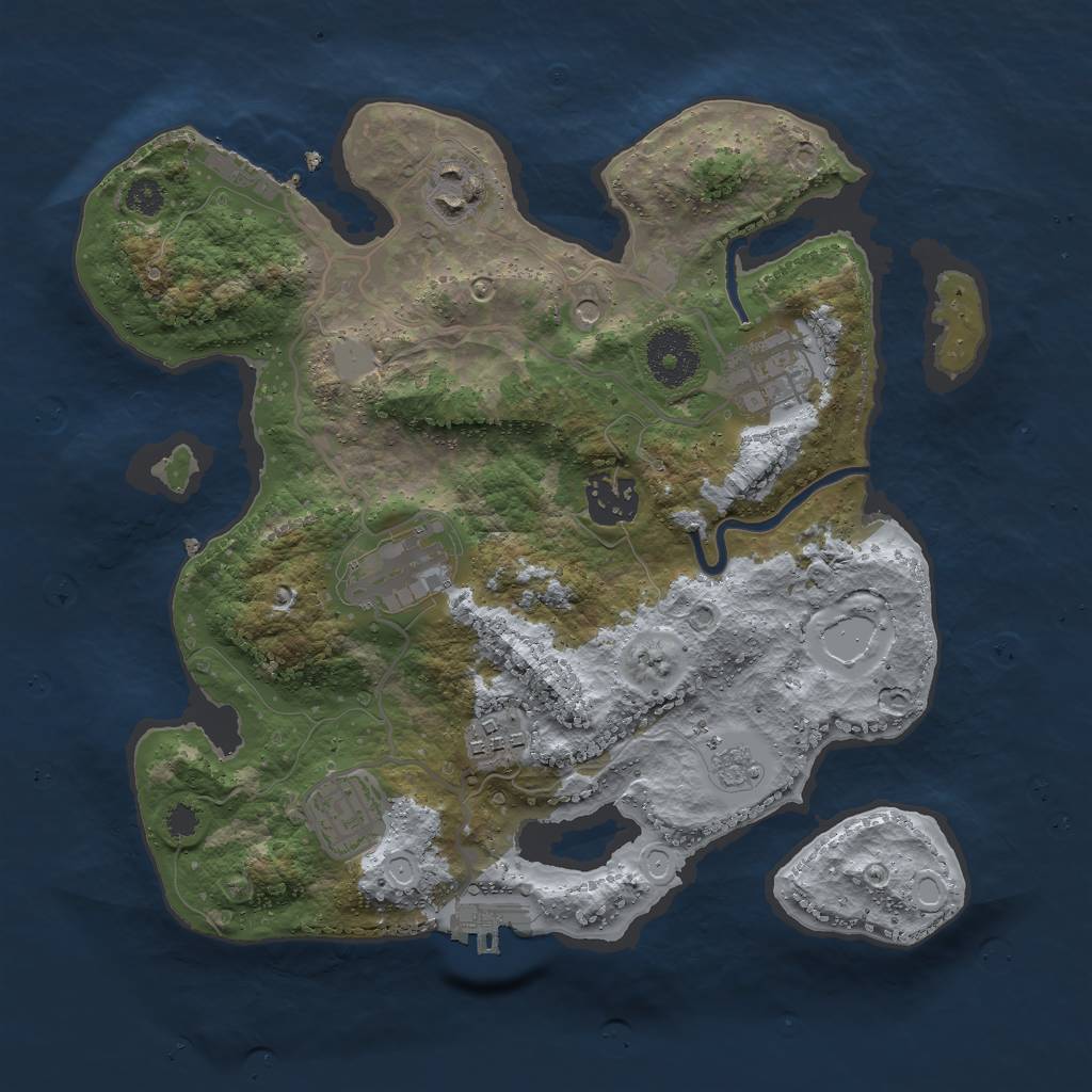 Rust Map: Procedural Map, Size: 3000, Seed: 2038432649, 13 Monuments